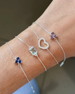 Pulseira Prata 925 coração zircônia blue na internet