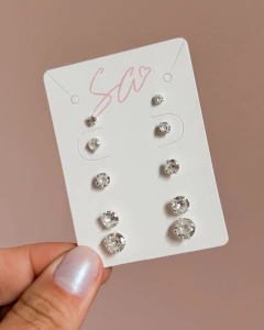 Quíntuplos de Brincos zircônias redondas - comprar online