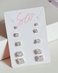 Quíntuplos de Brincos zircônias quadradas na internet