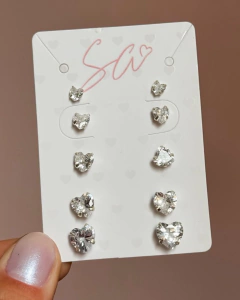 Quíntuplos de Brincos zircônias corações na internet