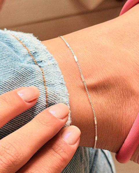 Tornozeleira Prata 925 Fina detalhes - comprar online