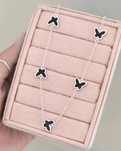 Choker Prata 925 borboleta resinada preta - comprar online