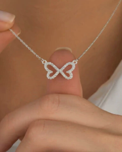 Colar Prata 925 borboleta coração cravejado na internet