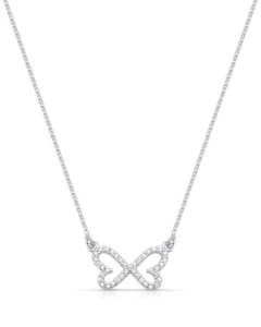 Colar Prata 925 borboleta coração cravejado - comprar online