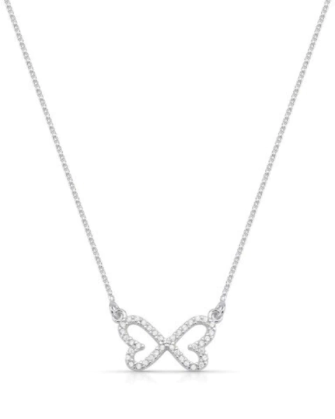 Colar Prata 925 borboleta coração cravejado - comprar online