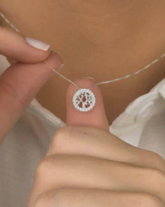 Colar Prata 925 Circulo cravejado árvore da vida na internet