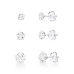 Brinco trio zircônia estrelas