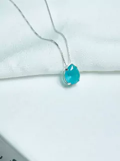 Colar gota zircônia turmalina leitoso