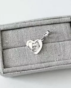 Berloque Prata 925 personalizado coração duplo(Foto) na internet