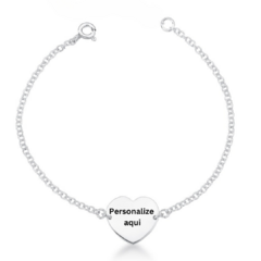 Pulseira de prata coração personalizada