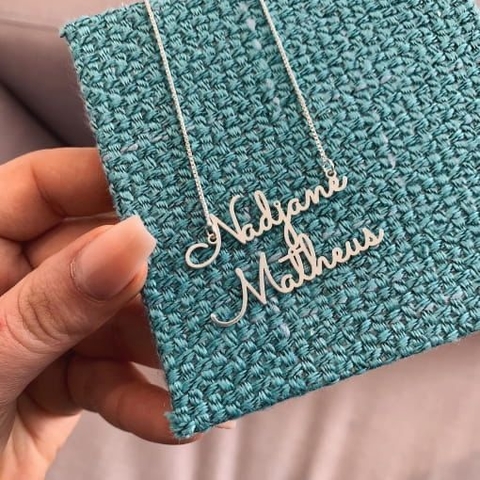 Colar de prata personalizado com nome duplo