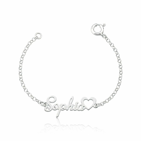 Pulseira infantil manuscrita Coração