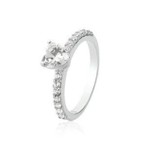 Anel solitário coração zircônia