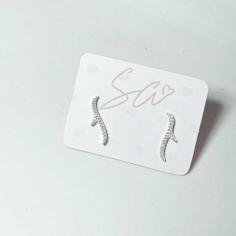 Brinco Prata ear cuff cristais delicados