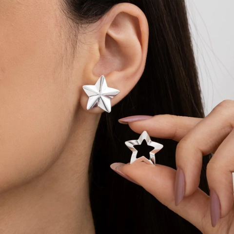 Brinco Prata Orgânico Estrela