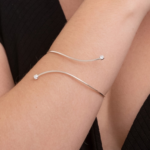 Bracelete Prata regulável ponto de luz