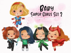 Hoja de Elementos Baby Super Girls Set 2