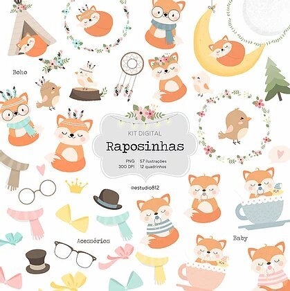 Hojas de Elementos "Raposinhas" Estudio 812 (Zorritos)