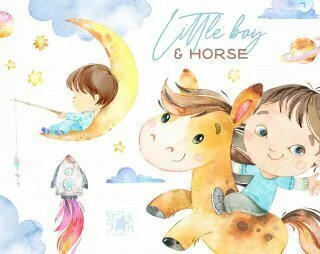 Hoja de Elementos Little Boy & Horse