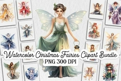 Hoja de elementos Watercolor Christmas Fairies (Hadas)