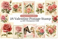 Hoja de elementos Valentine Postage Stamp