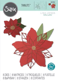 Set con 8 Troqueles Sizzix Thinlits Dies By Lisa Jones Poinsettia