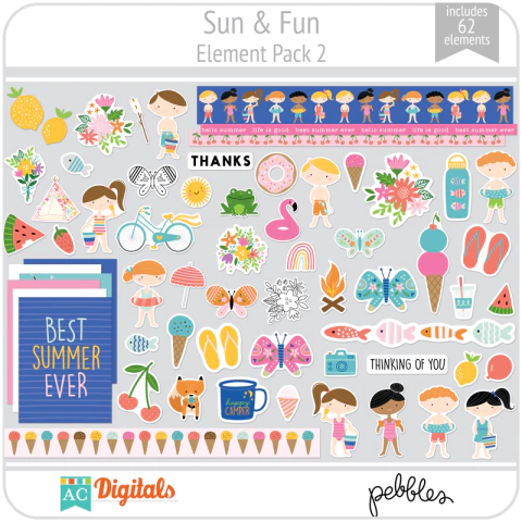 Hoja de Elementos Sun & Fun Pack 2 American Crafts