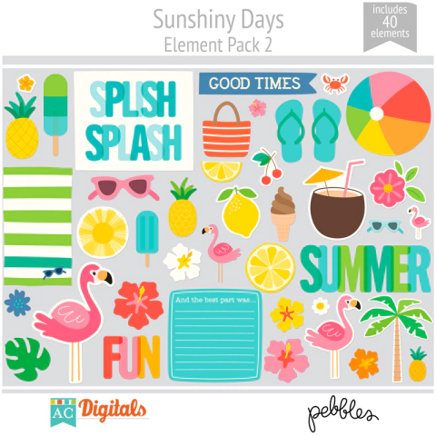 Hoja de Elementos Sunshiny Days Pack 2 American Crafts