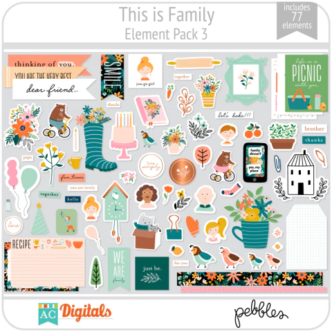 Hojas de Elementos This Is Family Pack 3 American Crafts