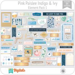 Hojas de Elementos Indigo & Ivy Pink Paislee Pack 1 American Crafts