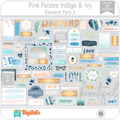 Hojas de Elementos Indigo & Ivy Pink Paislee Pack 2 American Crafts