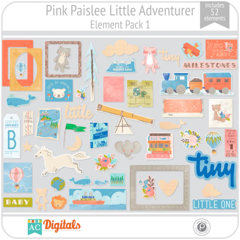 Hoja de Elementos Little Adventurer Pink Paislee Pack 1 American Crafts