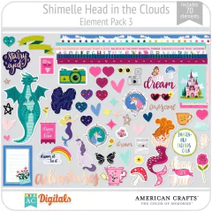 Hoja de Elementos Head In The Clouds Shimelle Pack 3 American Crafts