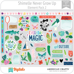 Hoja de Elementos Never Grow Up Shimelle Pack 2 American Crafts