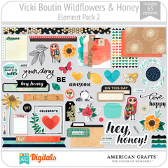 Hoja de Elementos Wildflowers & Honey Vicki Boutin Pack 2 American Crafts