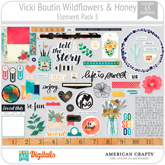 Hoja de Elementos Wildflowers & Honey Vicki Boutin Pack 3 American Crafts