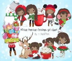 Hoja de Elementos African American Christmas Girl