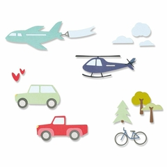 Set con 13 Troqueles Sizzix Thinlits Dies By Jamie Steel Transport Collection en internet