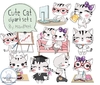 Hoja de Elementos Cute Cat Set 2