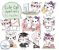 Hoja de Elementos Cute Cat Set 2