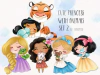 Hoja de Elementos Cute Princess With Animals Set 2