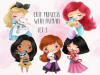 Hoja de Elementos Cute Princess With Animals Set 1