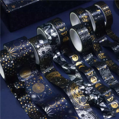 Set 9 Washis Tape Dark Night con Foil