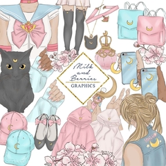 Hoja de Elementos Sailor Moon Ropas Graphics