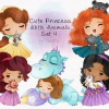 Hoja de Elementos Cute Princess With Animals Set 4