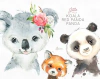 Hoja de Elementos Little Koala, Red Panda y Panda
