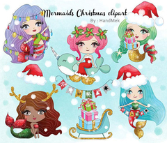 Hoja de Elementos Mermaid Christmas