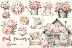 Hoja de Elementos Pink Peonies