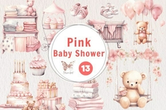 Hoja de Elementos Pink Baby Shower
