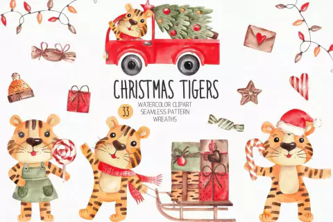Hoja de Elementos Christmas Tiger (Navidad)